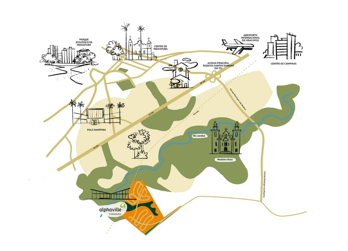 Mapa ilustrado do Alphaville Indaiatuba